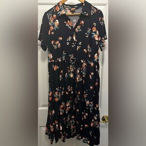 Torrid Navy Floral Shirt Dress Size 1